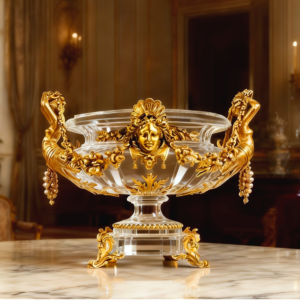 Important Crystal Vase Gold Gilded