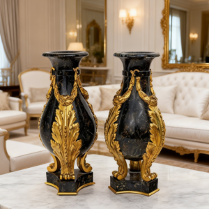 Refined Stone Vases Gold Gilded